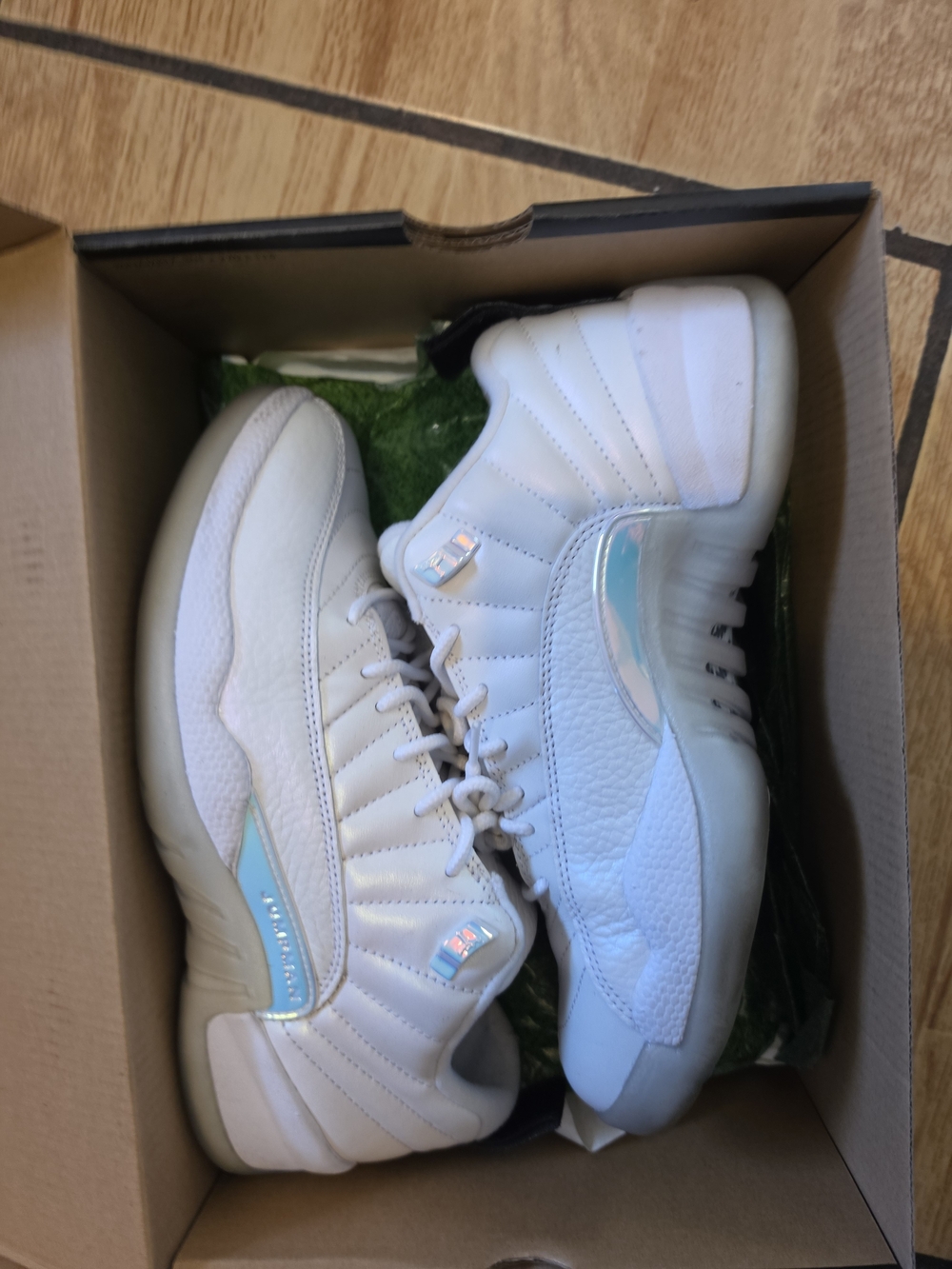 Retro Jordan 12 Retro Low Men's 7 White Sneakers with Light Blue Accent